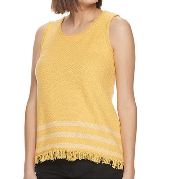 Apt 9 scoopneck tank top with fringe accents Woman’s size XXL gold & white - Picture 2 of 12